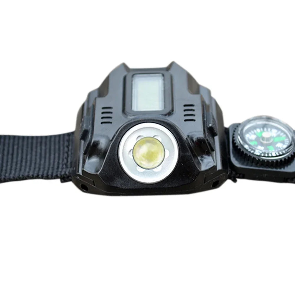 LED Tactical Display Rechargeable Wrist Watch Flashlight Torch