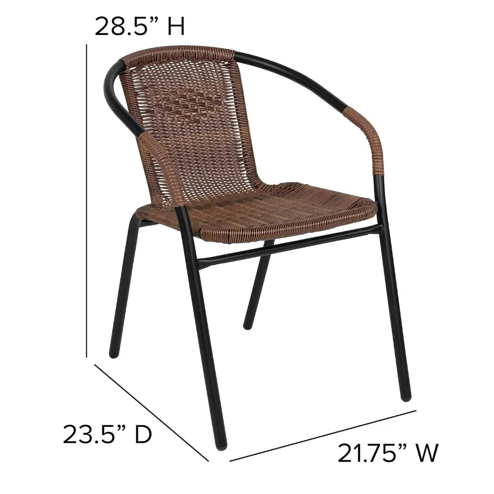 Stackable Rattan Chairs Curved Back Cross Bracing Indoor Outdoor Patio Custom