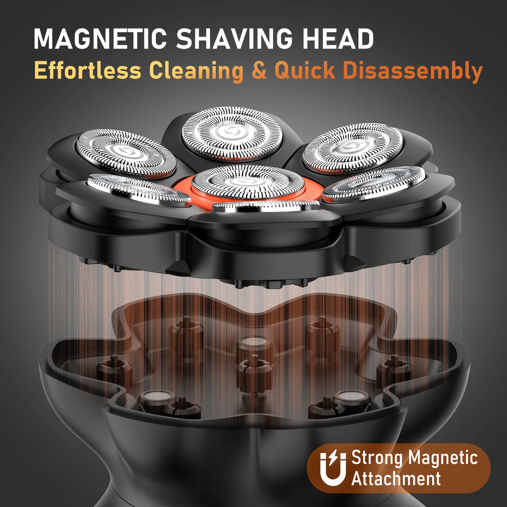 7D Head Shaver for Men IXP6 Waterproof USB Rechargeable Electric Hair Trimmer Beard  Floating Blade Magnetic Razor