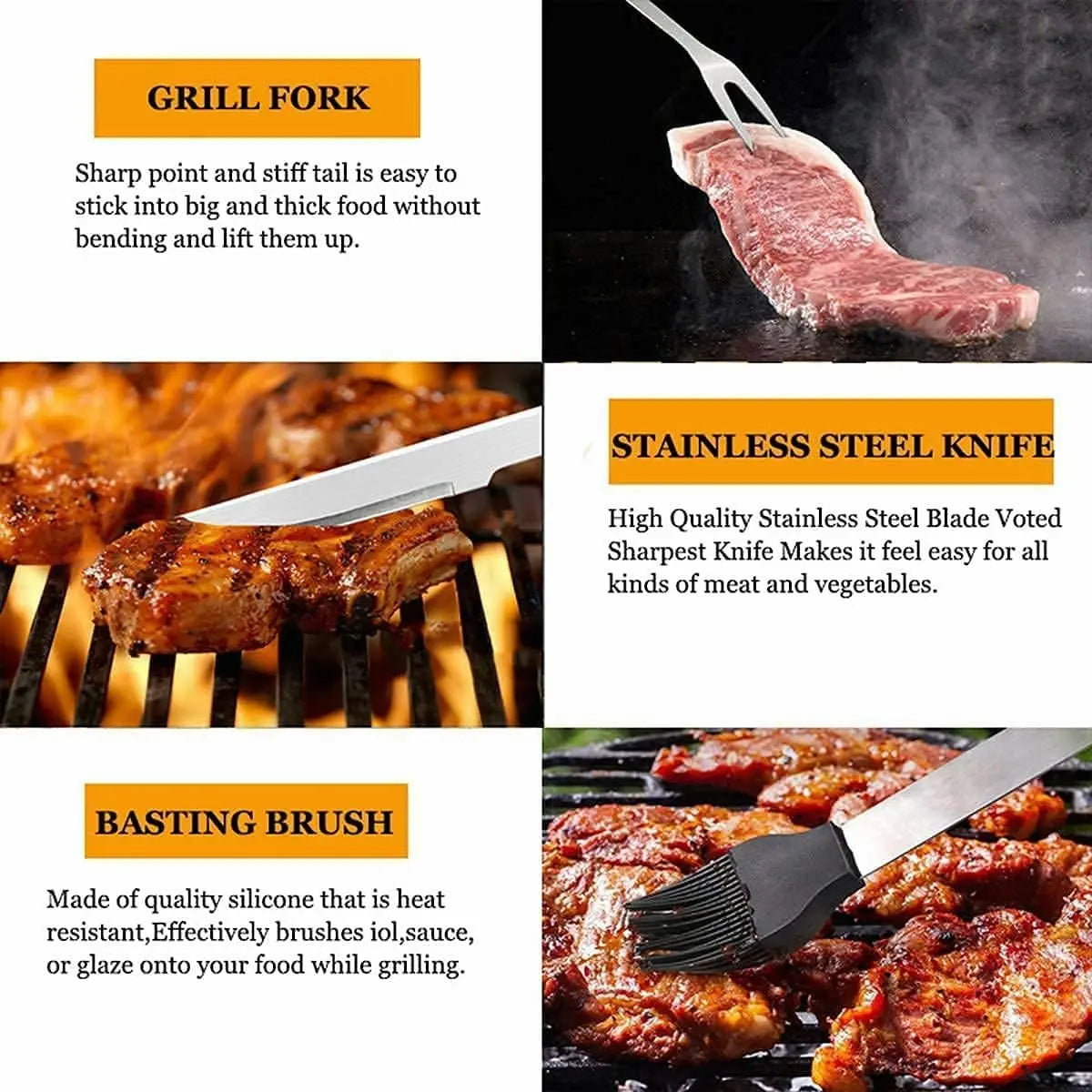 Grill Set with Apron for Men, BBQ Accessories, Outdoor Grilling Gifts, Camping Grill Kit