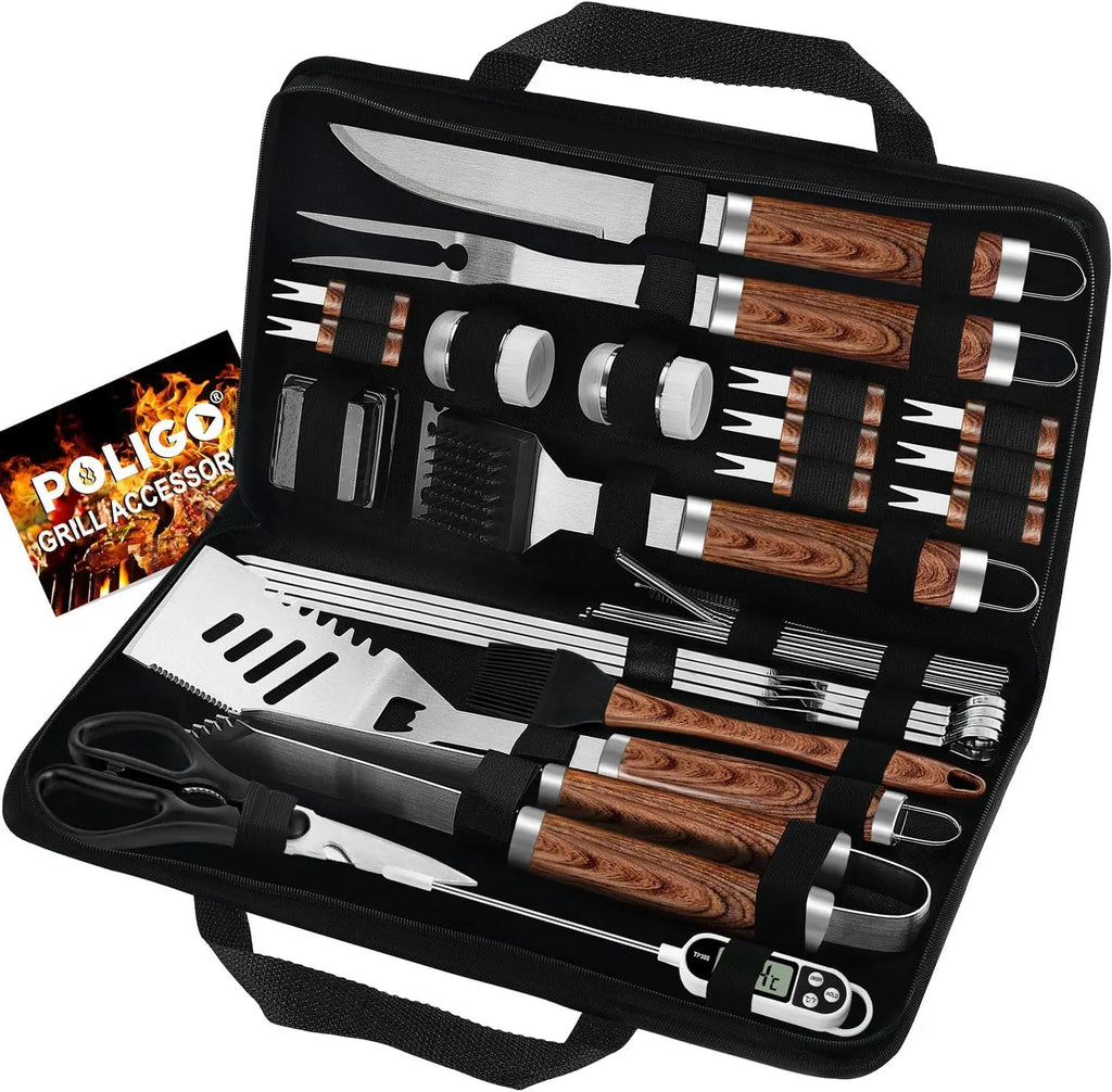 29 PCS BBQ Grill Accessories Stainless Steel Grilling Tools Set with Storage Bag for Camping, Gift for Men