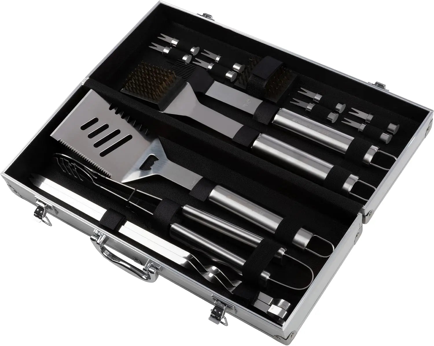 16-Piece BBQ Grill Set with Aluminum Case, Stainless Steel Tools, Perfect for Home Grilling & Gifts