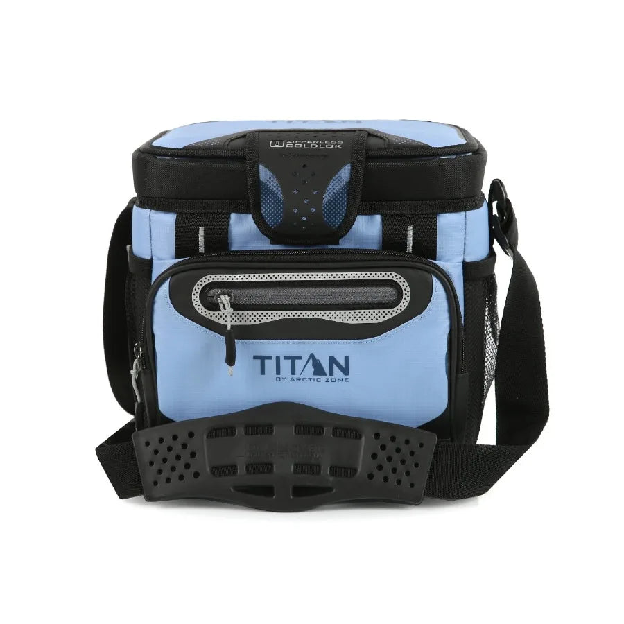 Zipperless soft cooler for outdoor use, 6-quart capacity, rainwash blue color, lightweight and leakproof design