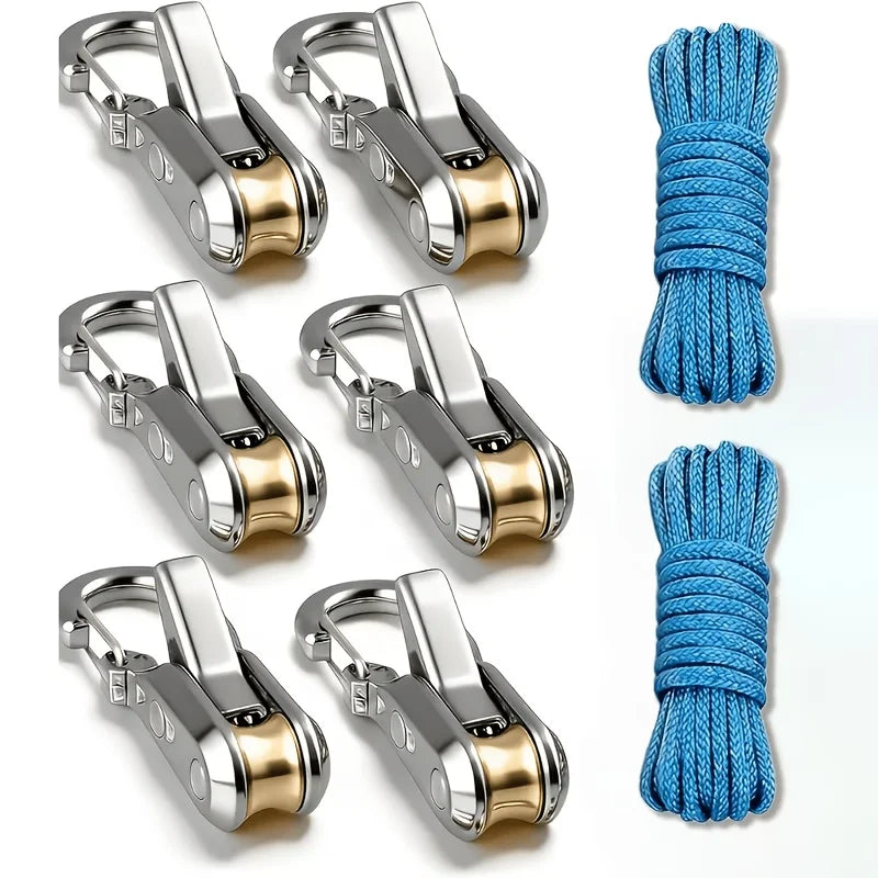 Heavy-Duty Metal Paracord Adjusters & Tensioner Tool with Roller Tensioner Rope - Adjustable Tie Down System Suitable for Camping