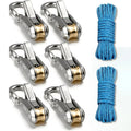 Heavy-Duty Metal Paracord Adjusters & Tensioner Tool with Roller Tensioner Rope - Adjustable Tie Down System Suitable for Camping
