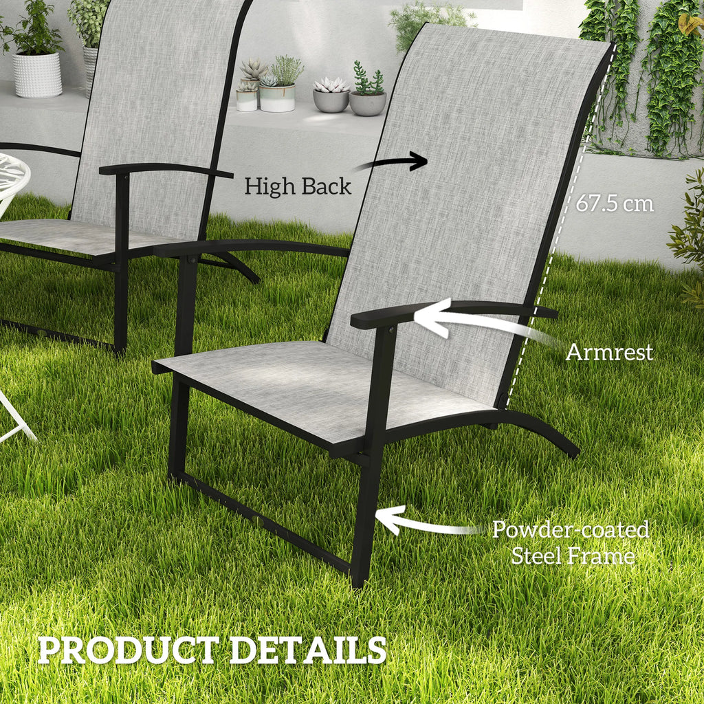 Folding Patio Chairs Set of 2, Portable Camping Chairs, Gray