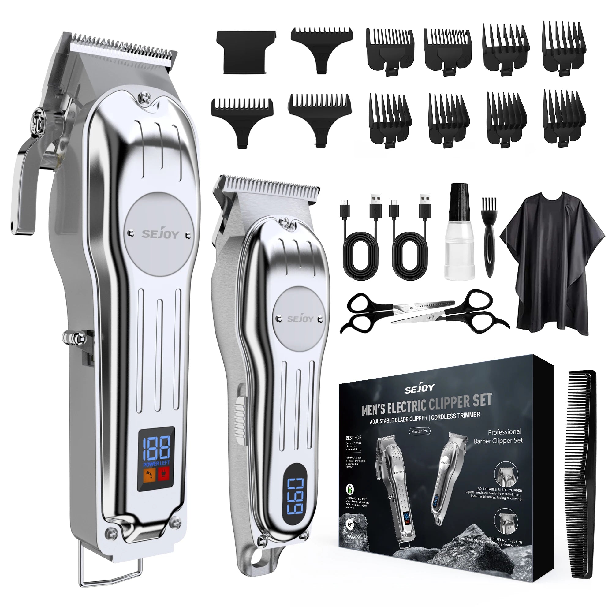 Rechargeable Hair Clipper Combo Professional Electric Hair Trimmer Set Cordless Trimmer