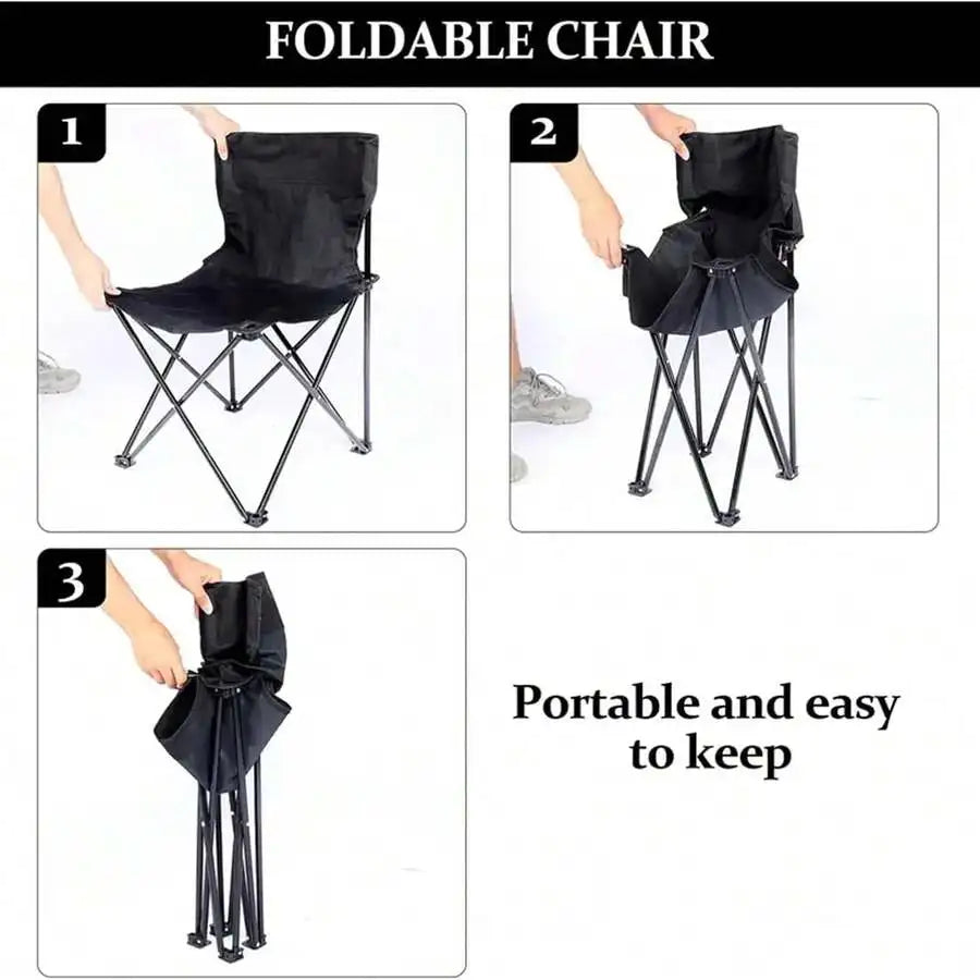 Outdoor Folding Camping Chair With Side Pockets, Stainless Steel Frame, Lightweight And Sturdy For Picnic Fishing Barbecue