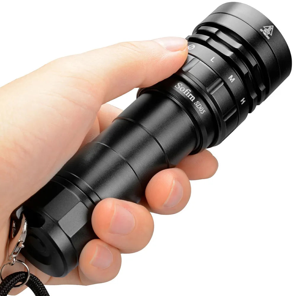 SD05 Scuba Diving Flashlight XHP50.2 Super Bright 3000lm 21700 Battery Dive Torch with Magnetic Switch 5000K 6500K