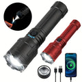 Zoomable LED Flashlight with Lens Ignition Function, Rechargeable High Power Tactical Flashlight, USB Charging with Power Indicator Light, Perfect for Outdoor Camping, Survival & Emergency Use