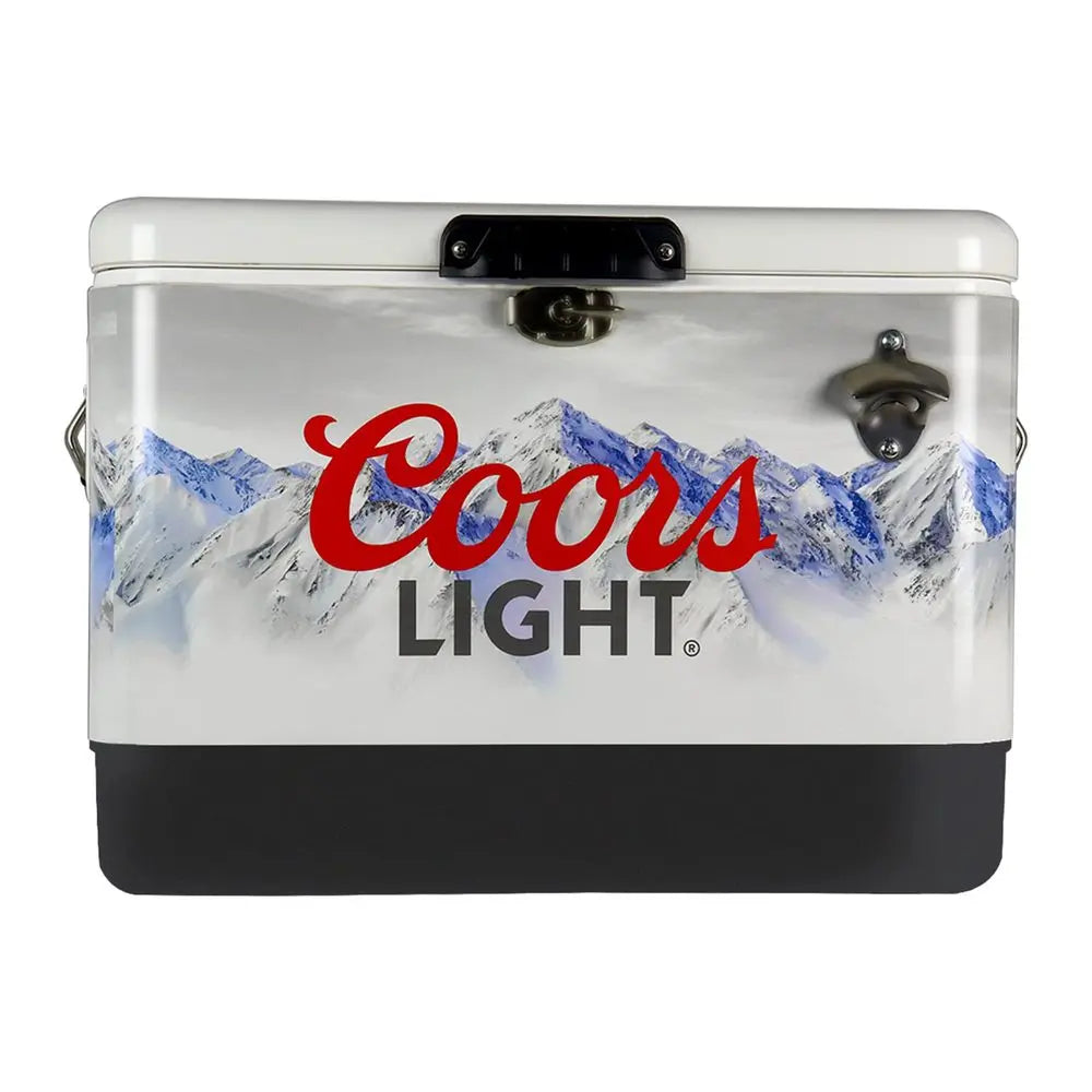 Light Ice Chest Cooler Portable Ice Bucket with Bottle Opener, Vintage Style, Insulated for Camping, Beach, Picnic, RV, BBQs, T