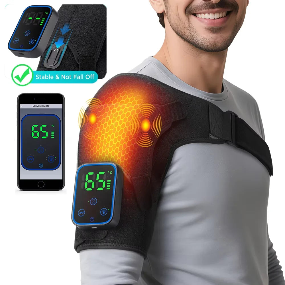 Cordless Electric Heated Shoulder Brace Hot Compress, Vibration Massage, Thermal Shoulder Pad Massager Muscle Joint Relax