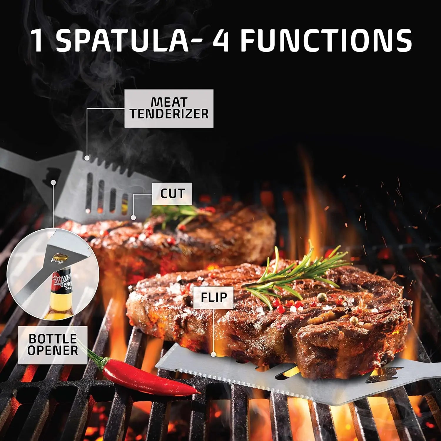 21-Piece Stainless Steel BBQ Tool Set with Aluminum Case, Apron & Skewers, Perfect Grilling Gifts for Dad