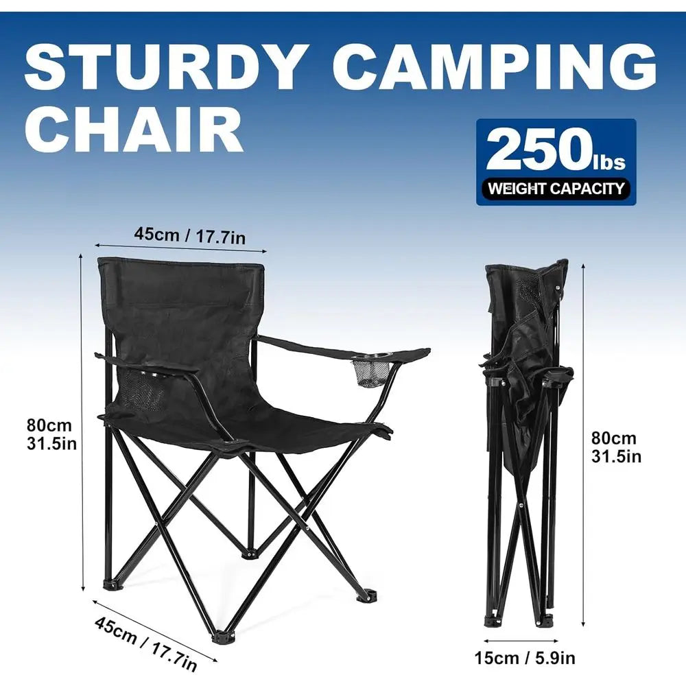 Portable Lightweight Folding Chairs for Adults & Teens, 250 lbs Capacity, Ideal for Camping, Beach, Picnics, Outdoor Events