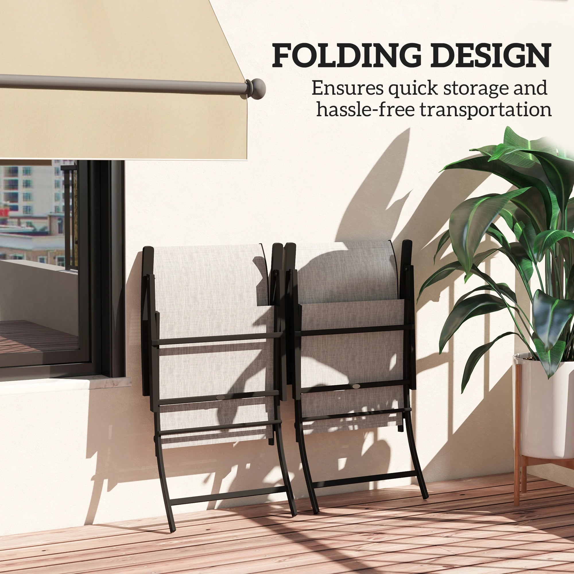 Folding Patio Chairs Set of 2, Portable Camping Chairs, Gray