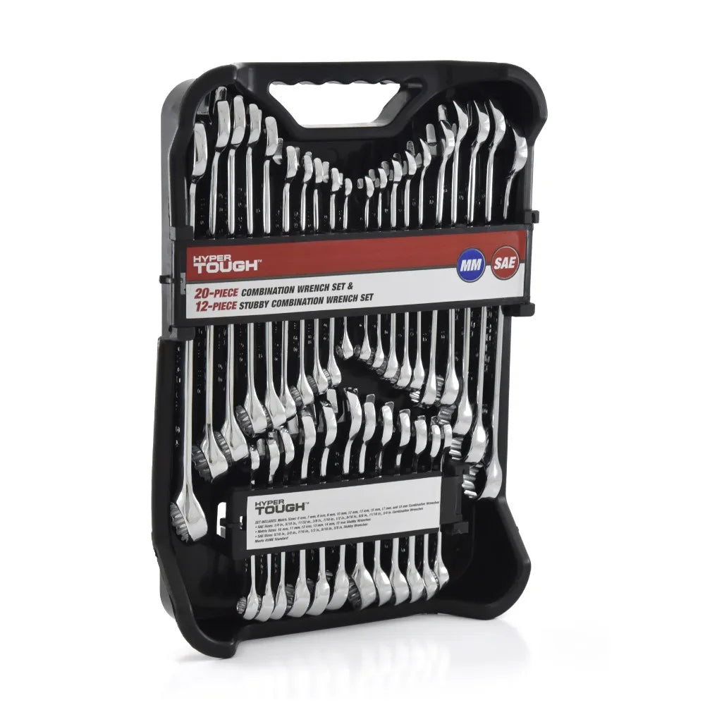 32-Piece Combination Wrench Set, Metric & SAE Ratcheting Wrenches with Organizer Pouch, Mechanics Tool Kit for Home/Garage