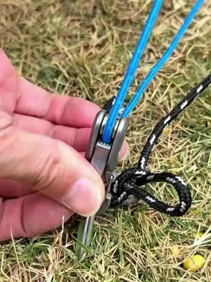 Multifunctional rope rollers & Puller - Stainless Steel Portable rope tensioner with rope rollers 6 pack ,paracord tensioner, Heavy-Duty Tie Down for Outdoors, Tarps, Boating & Camping Gear,  Durable & Lightweight，Includes