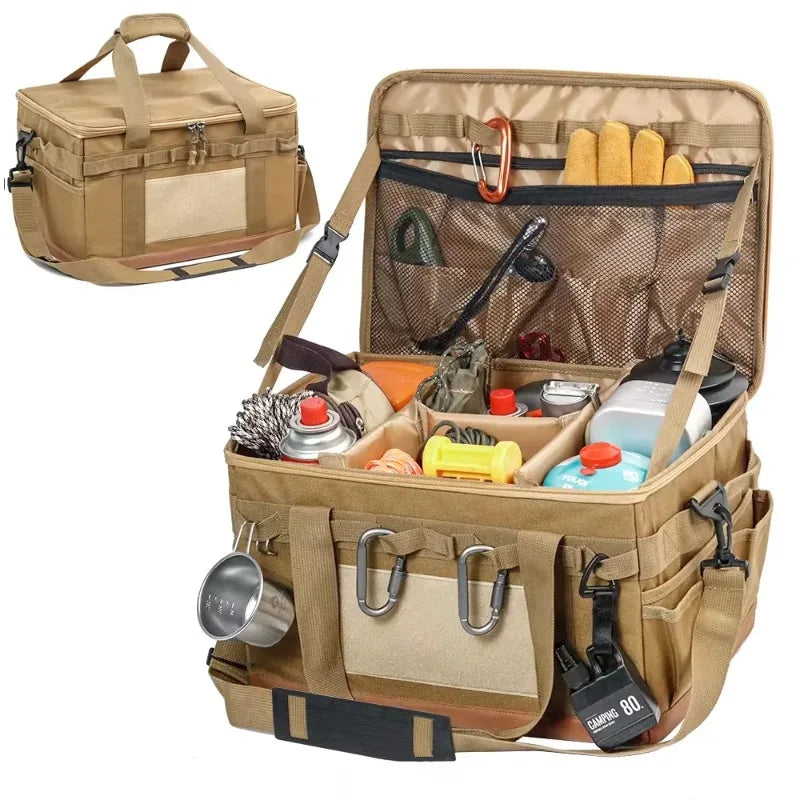 30L Large Capacity Camping Storage Bag, Detachable Camping Stove Case, Car Trunk Cooking Utensil Organizer