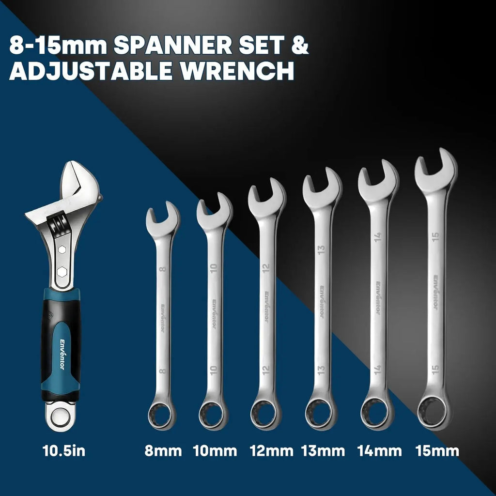 Tool Set, 220-Piece Home Tool Kit with Toolbox, Wrench and Hand Tools for Home Repairs, Auto Maintenance, DIY & General Repair Tools for Men & Women, Blue