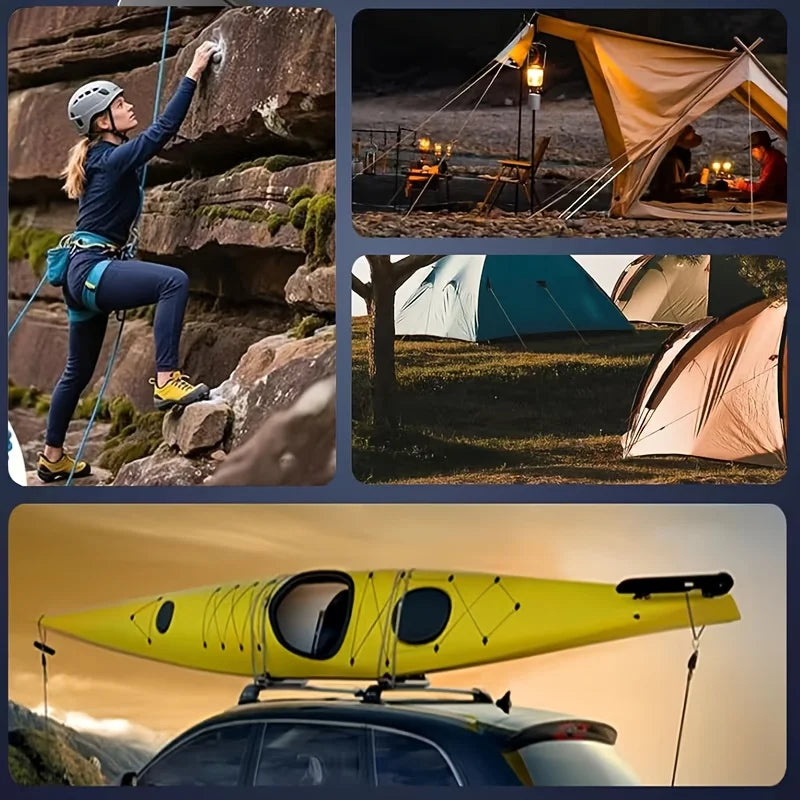 Heavy-Duty Metal Paracord Adjusters & Tensioner Tool with Roller Tensioner Rope - Adjustable Tie Down System Suitable for Camping