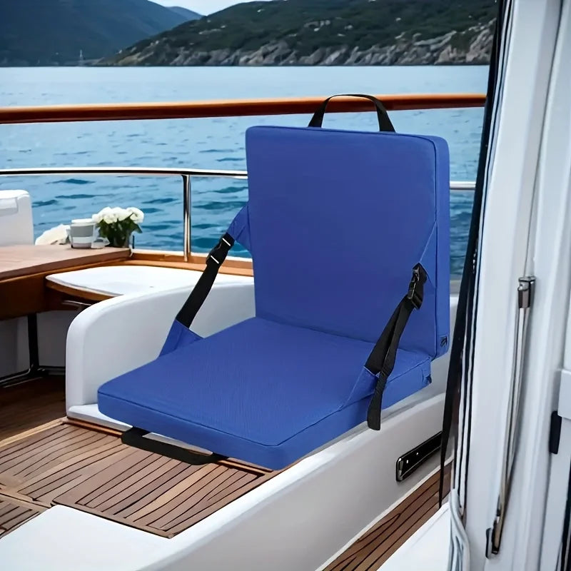 Portable outdoor folding padded chair, for  stadiums, equipped with backrests and removable pillows. Durable outdoor cushions for boats and sailboats, ideal for camping and concerts.