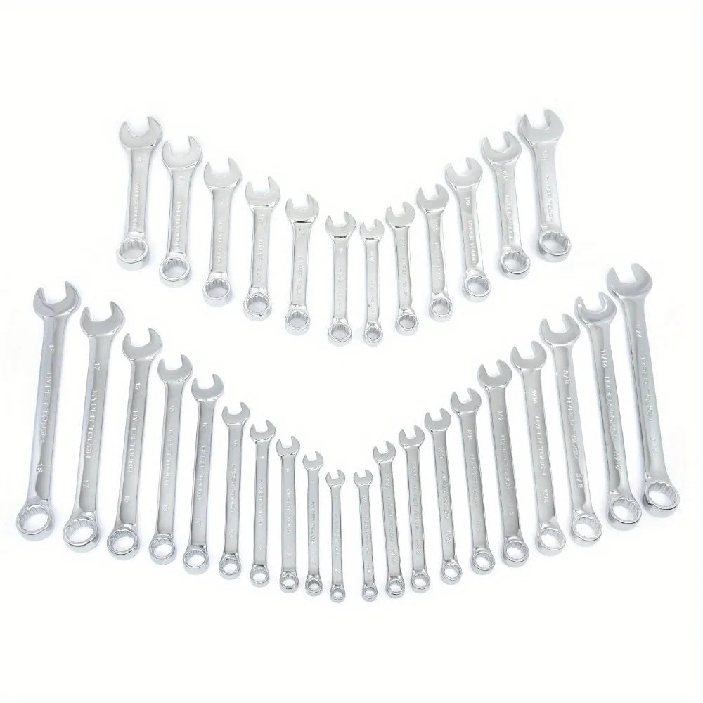 32-Piece Combination Wrench Set, Metric & SAE Ratcheting Wrenches with Organizer Pouch, Mechanics Tool Kit for Home/Garage