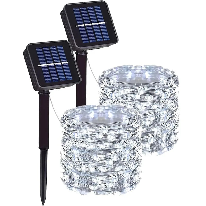Multi Color Lights, Solar, Garden Lights, String Lights with 8 Modes, Waterproof Wire Lights,