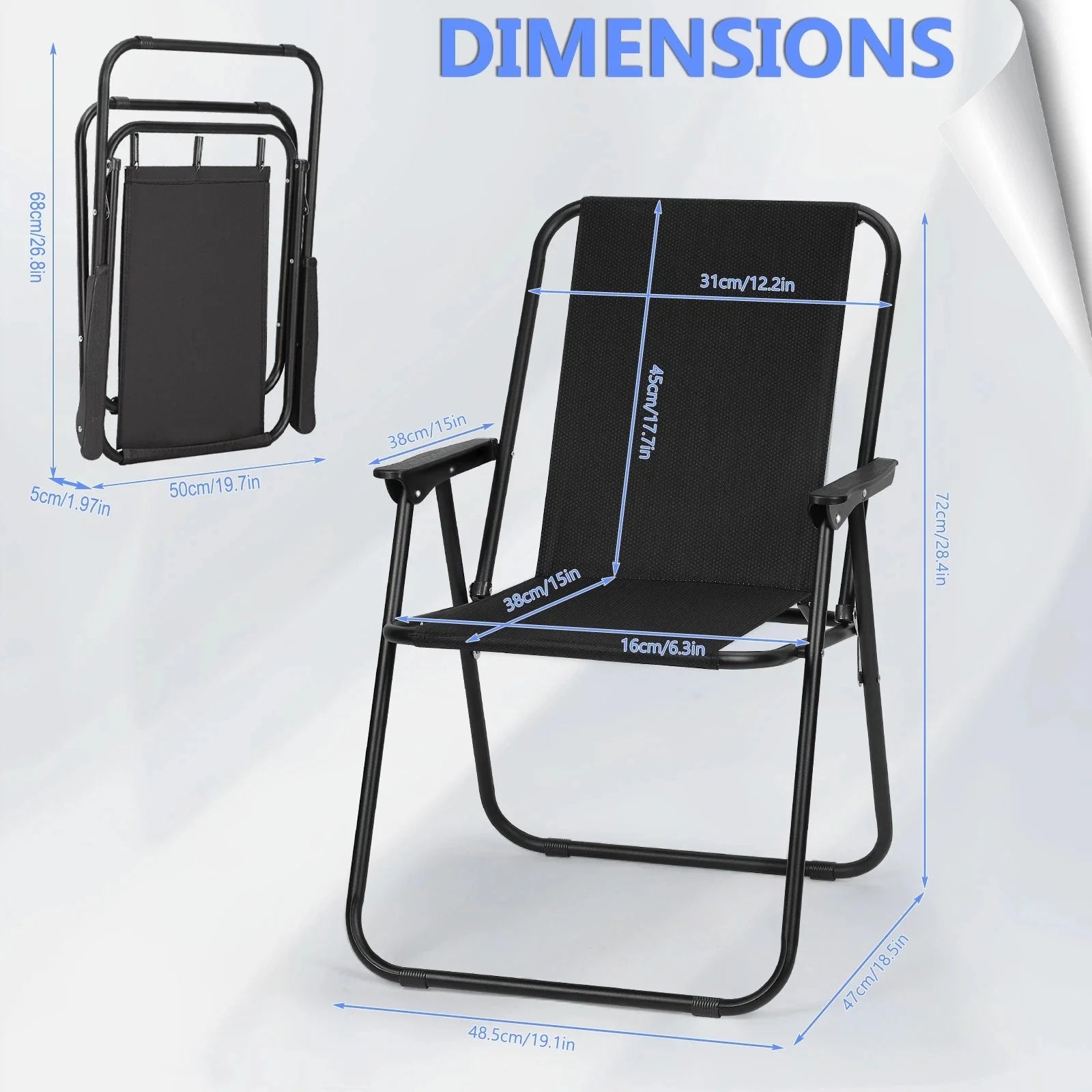 Heavy Duty Folding Beach Chair Portable Camping Lawn Chairs for Picnic Travel