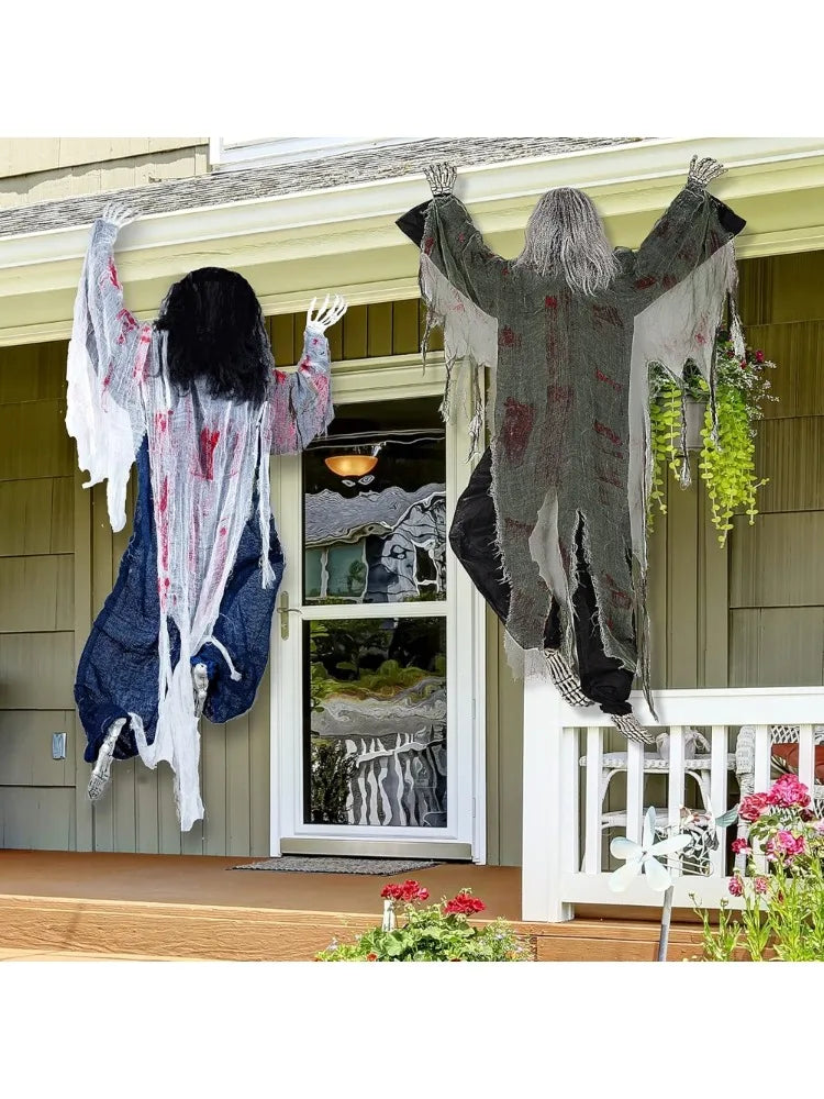 2 Pack 47" Halloween Climbing Zombies Wall Decoration Outdoor Halloween Climbing Dead Zombie Decoration for Haunted House Prop Yard Holiday Party Decor