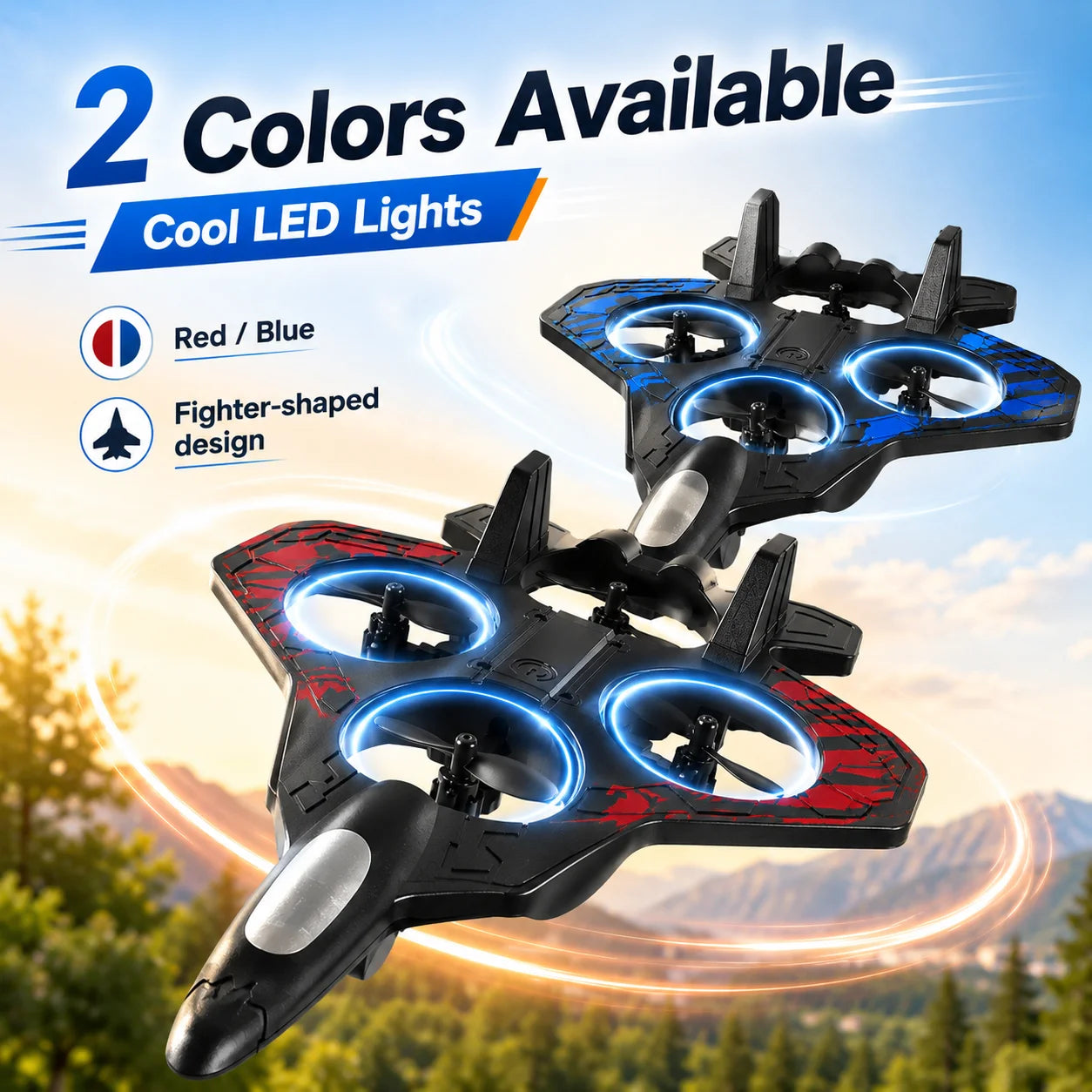 ZNLYRION YL87 EPP Foam Fighter RC Plane Fixed Altitude Hover LED Light 360 Stunt Roll Impact Resistant Kids Toy Drone