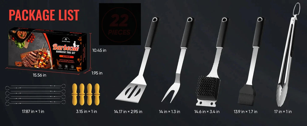 BBQ Accessories, Grill Tools, Stainless Steel Barbecue Grill Accessories, Professional Barbecue Utensils, Camping/Backyard Grilling Gifts for Men/Women