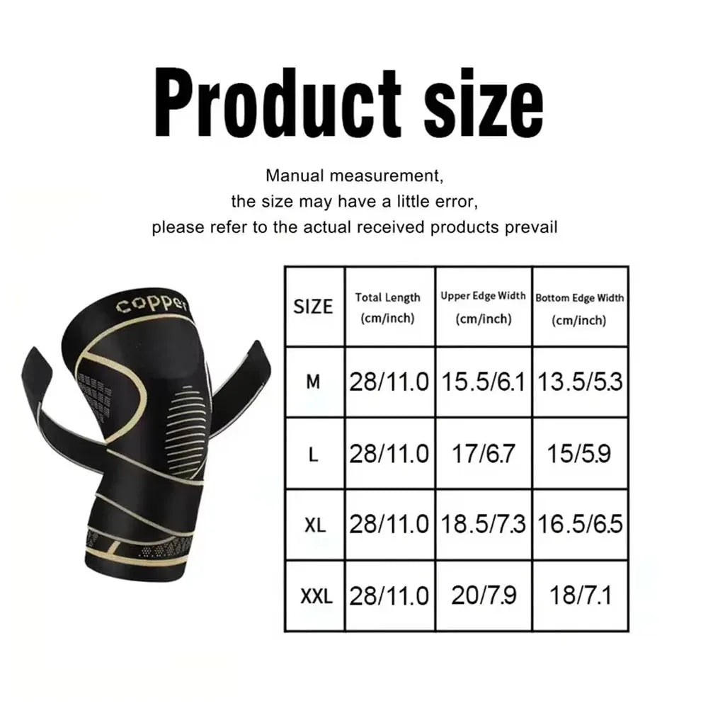 Copper Knee Braces with Strap, for Knee Pain Women and Men, Knee Compression Sleeve for Arthritis, ACL, Meniscus Tear