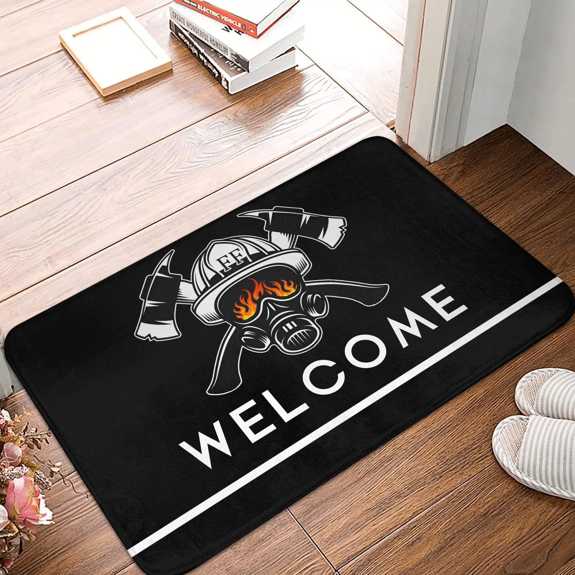 Firefighter Front Door Mat, Anti-Slip, Waterproof, Fire Rescue Doormat, Living Room, Entrance Rug