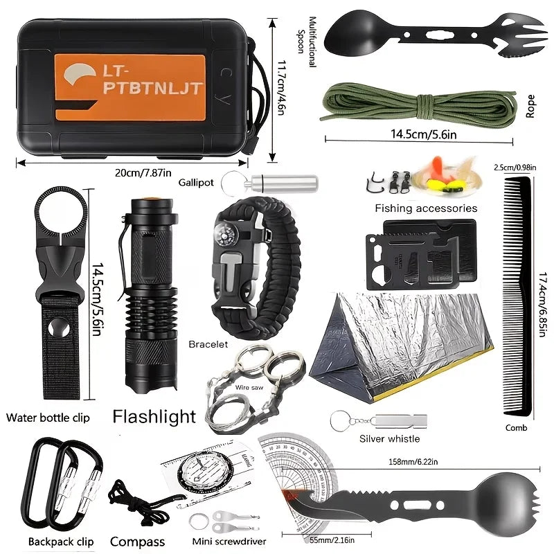 Ultimate Survival Kit - 12-115 Piece Emergency Gear for Outdoor Adventure Camping Hiking & Crisis Preparation Perfect Gift, Survival Tool Bag