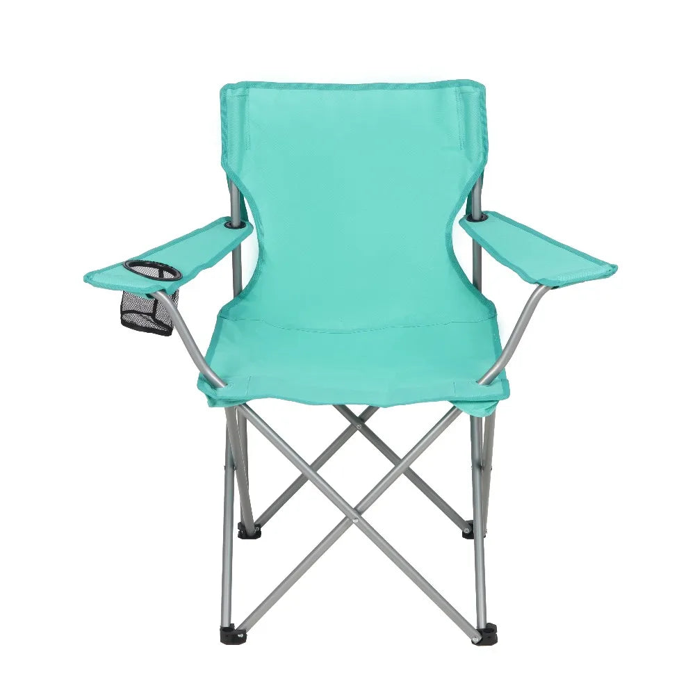 Portable Quad Folding Camping Chair with Cup Holder Outdoor Picnic Beach Seat Green