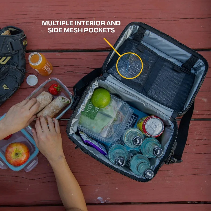 28-Can, 27 Qt Collapsible Soft Cooler with Bottle Opener for Outdoor Use, Black Insulated Fabric, Lightweight Leakproof