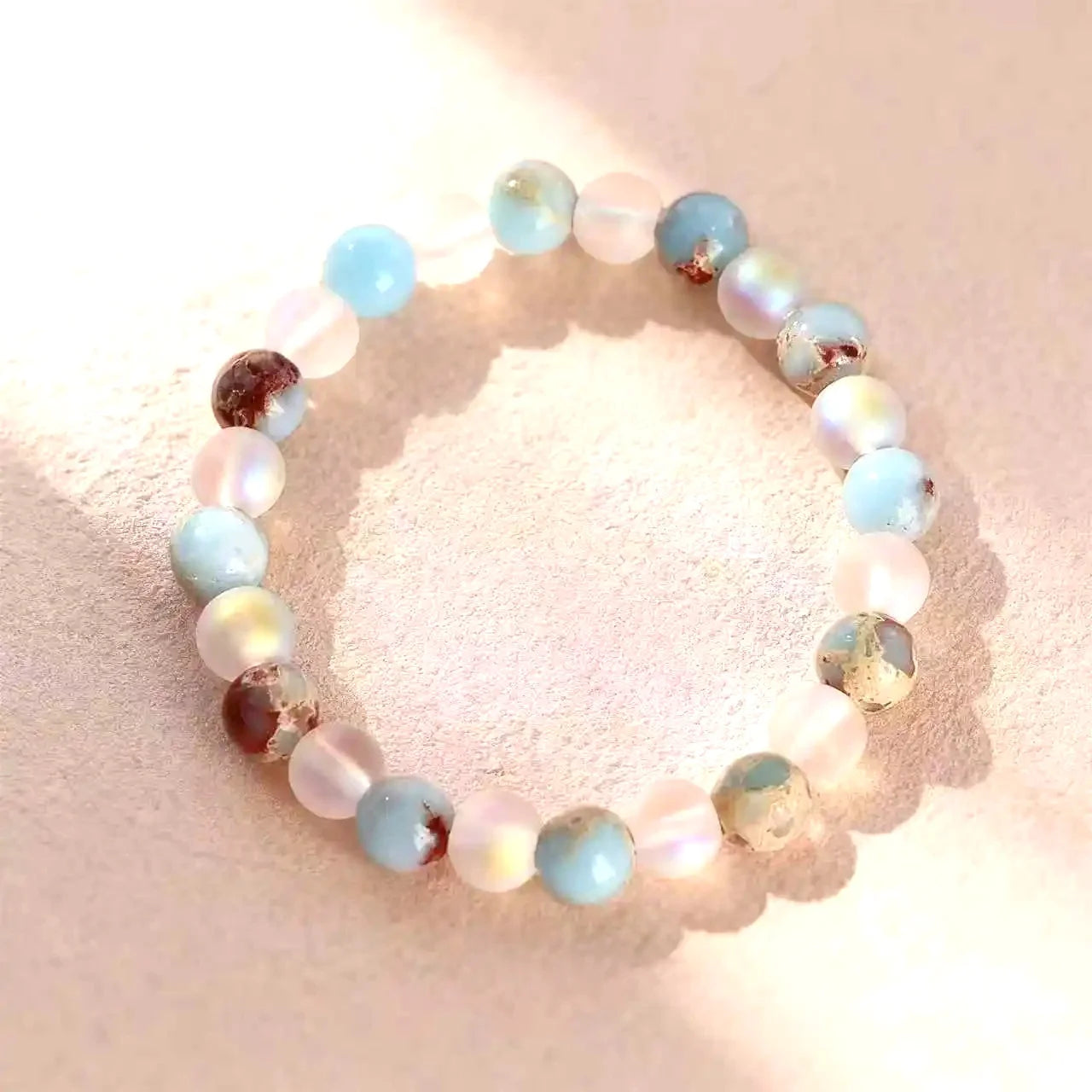 Halo Quartz and Ocean Sediment Beaded Bracelet Unisex Shoushan Stone Refreshing Purifying Magnetic