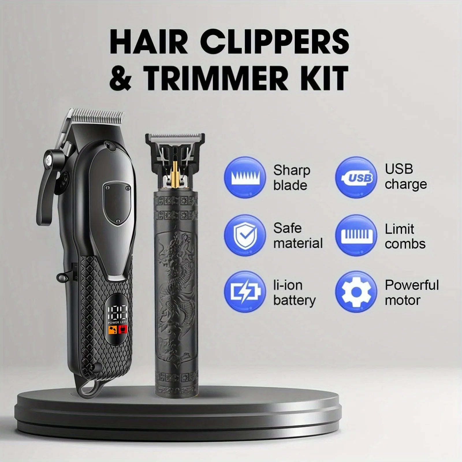 Hair Clippers Set for Men,  LED Display, Professional Cordless Hair Clipper Shaver Beard Trimmer Holiday Gift for Him
