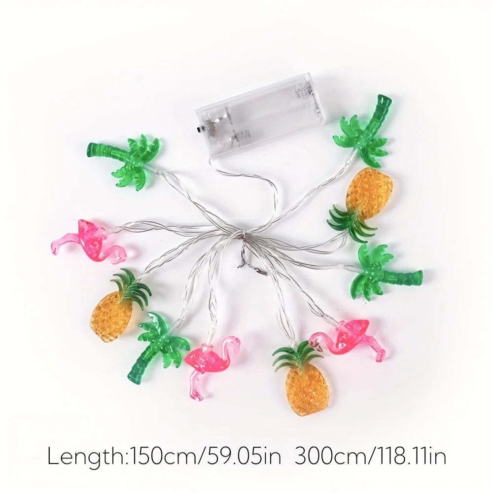 LED Flamingo Pineapple Palm Tree String Lights, Battery Operated,