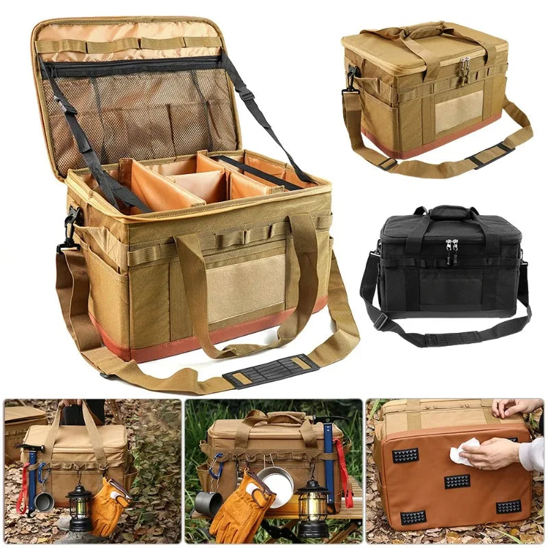 30L Large Capacity Camping Storage Bag, Detachable Camping Stove Case, Car Trunk Cooking Utensil Organizer