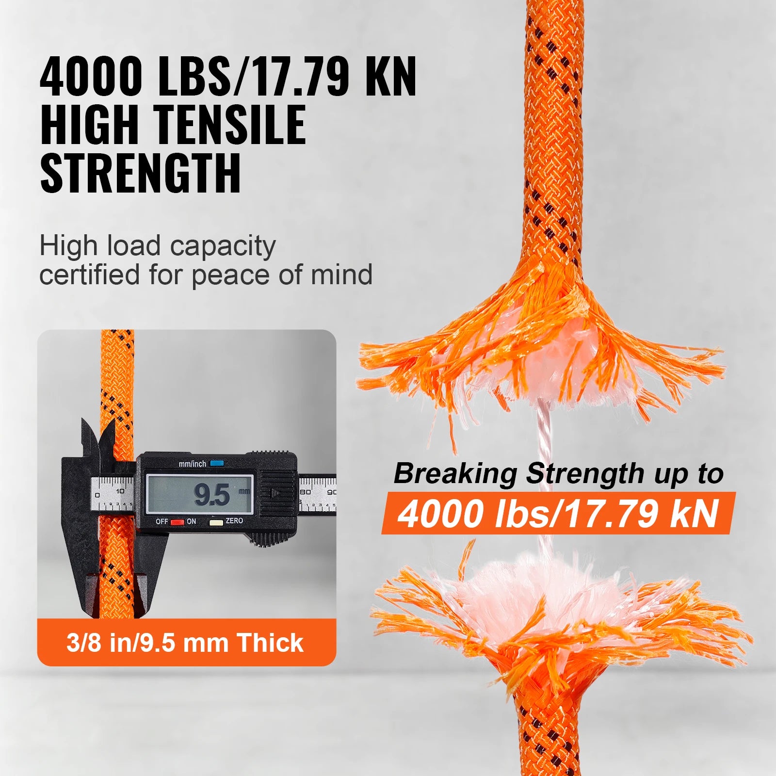 120 ft Dual-Weave Polyester Cord 3/8 1/2in 48-Strand Multi-Use Rope for Arborist Activities Outdoor Adventures Versatile