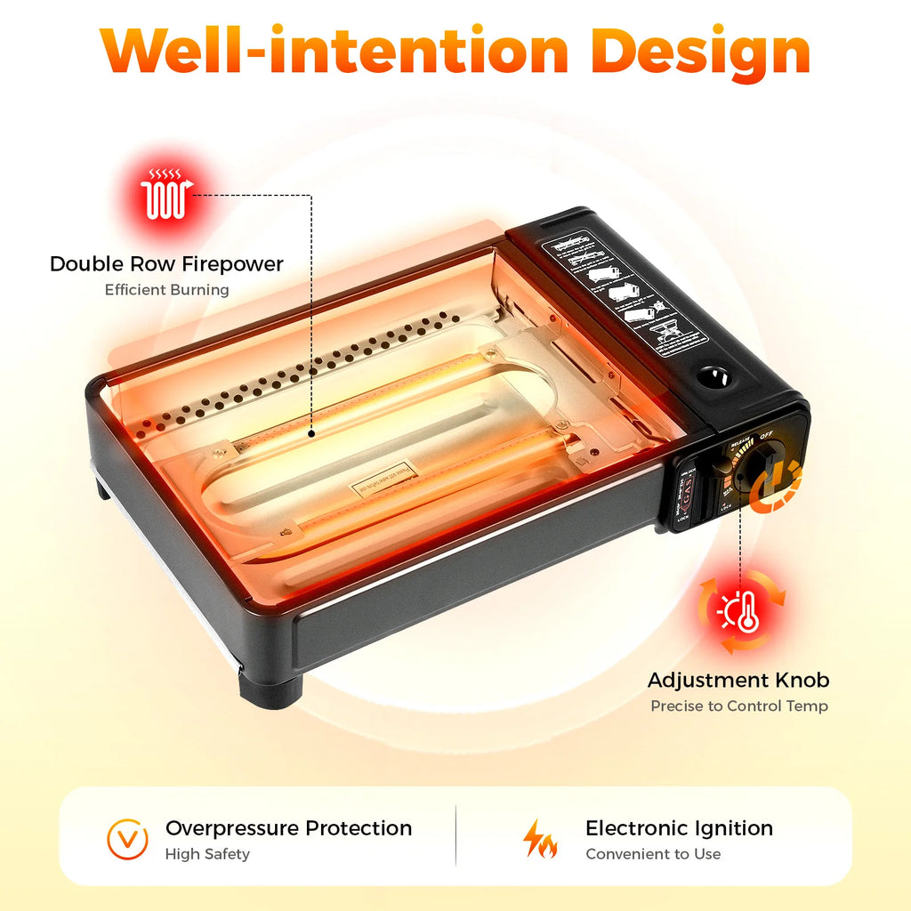 Portable Camping Gas Grill/Stove, Butane Gas Burning Grill, Barbecue Grill