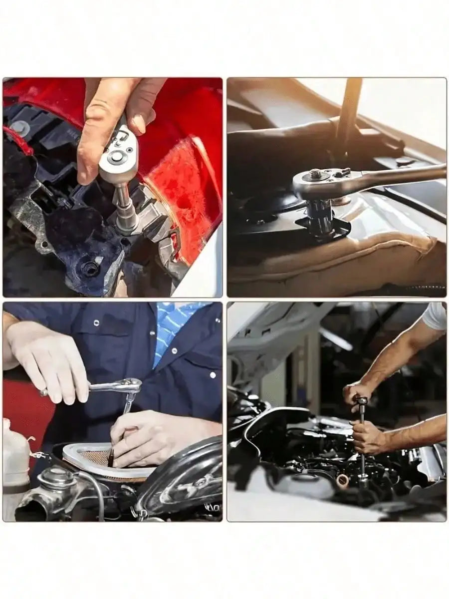 151/46pcs Comprehensive Mechanical Tool Set - 1/4", 3/8", 1/2" Deep And Standard Sockets, Ratchet Wrench Set, S2 And CR-V Socket