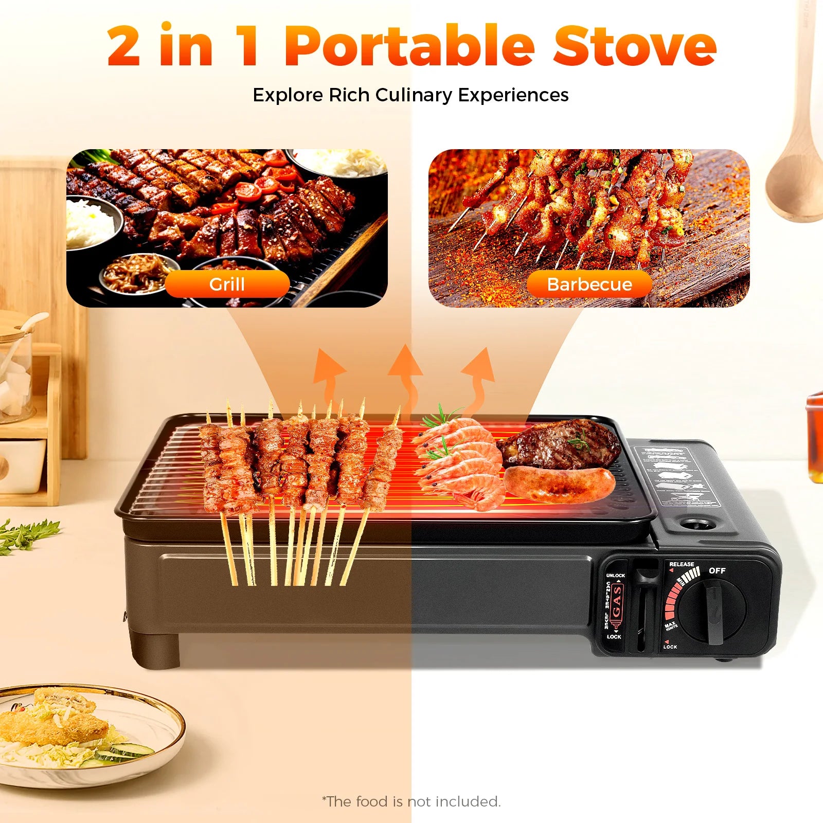Portable Camping Gas Grill/Stove, Butane Gas Burning Grill, Barbecue Grill