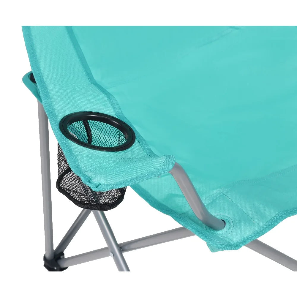 Portable Quad Folding Camping Chair with Cup Holder Outdoor Picnic Beach Seat Green