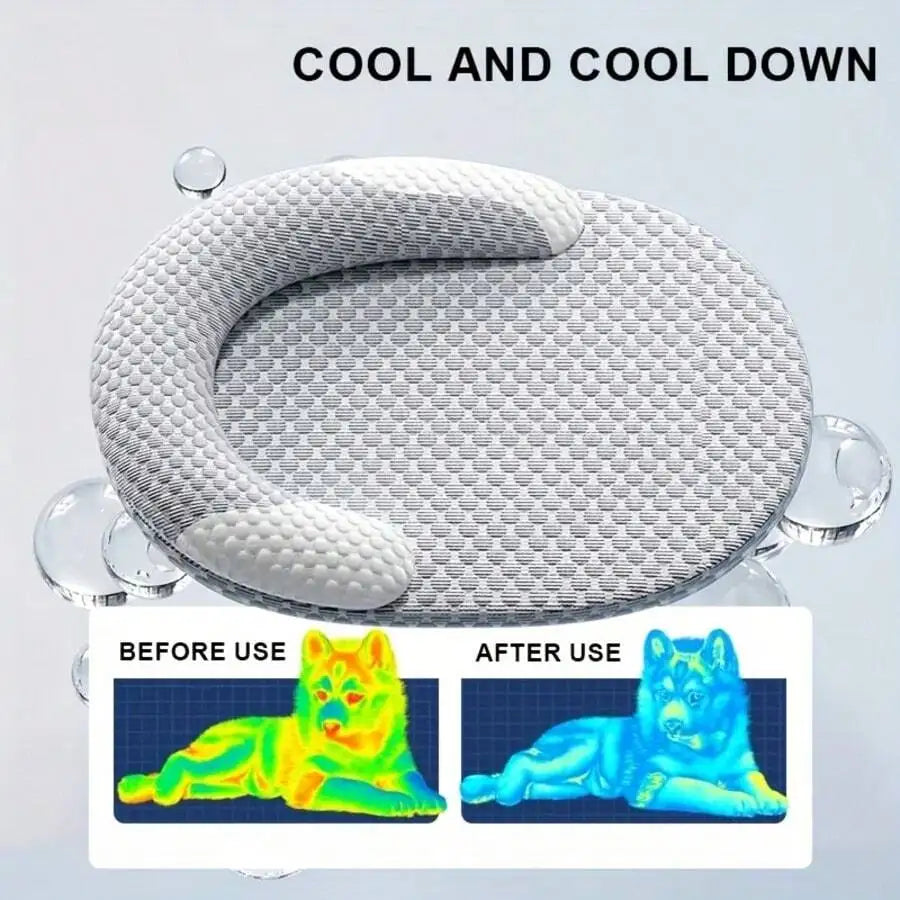 1pc Orthopedic Foam Dog Bed Cooling Mat, Pet Cat Dog Ice Bean Pad, Breathable Non-Slip Washable Cool Dog Bed Mat,
