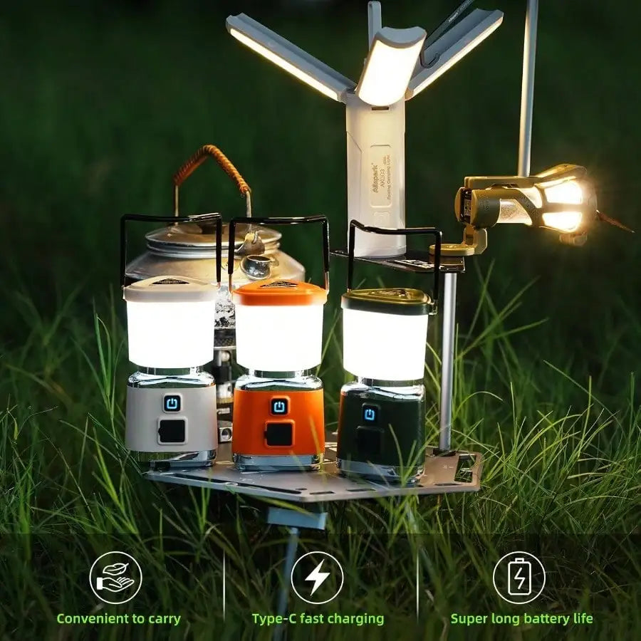 Versatile 3000mAh Rechargeable Camping Lantern With Magnetic Base, 360-Degree Vivid 38-Hour Flood Light, Type-C Fast Charging Tripod Mount Tent Lamp For Night Fishing, Emergency Preparedness, And Backyard Patios (Available In