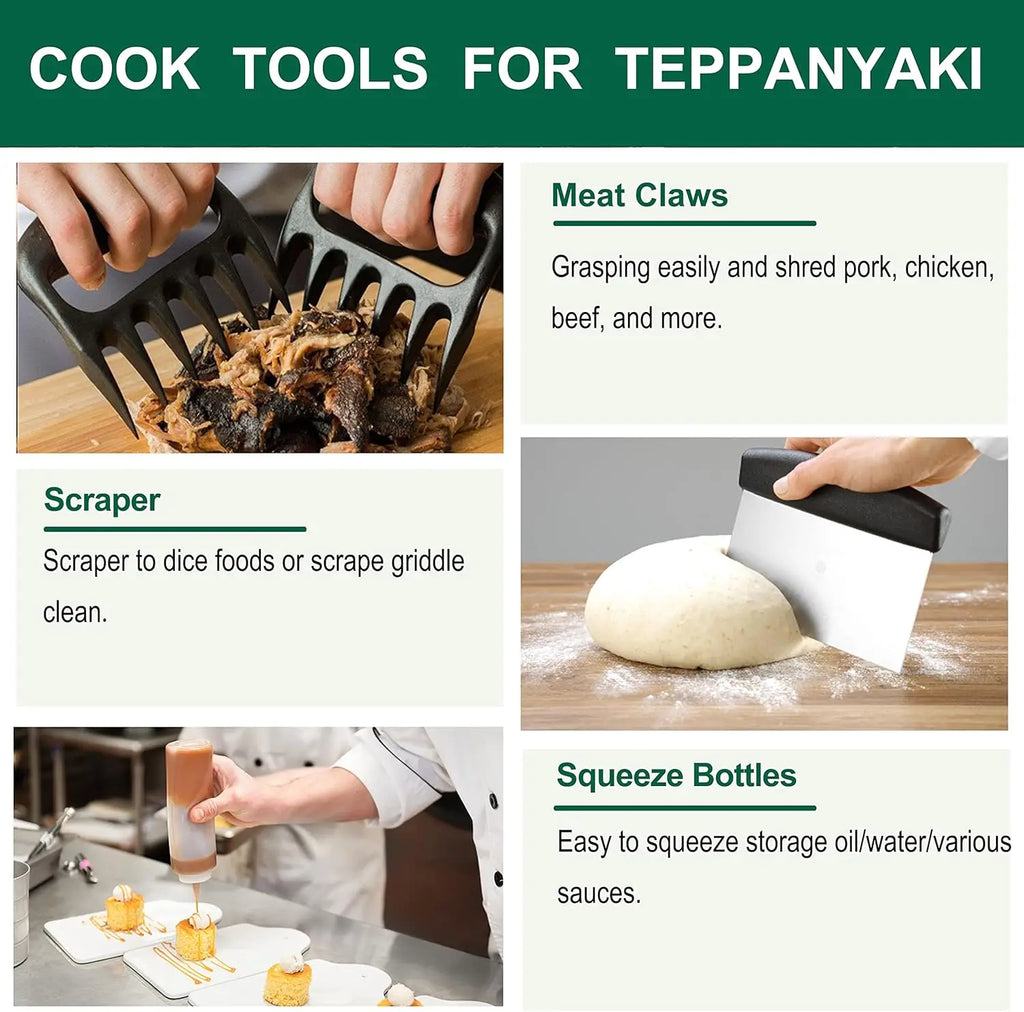 46PC Griddle Accessories Set with Robust Plastic Handle, All-in-One Griddle Tools Kit for Flat Top Grills Teppanyaki Hibachi, St
