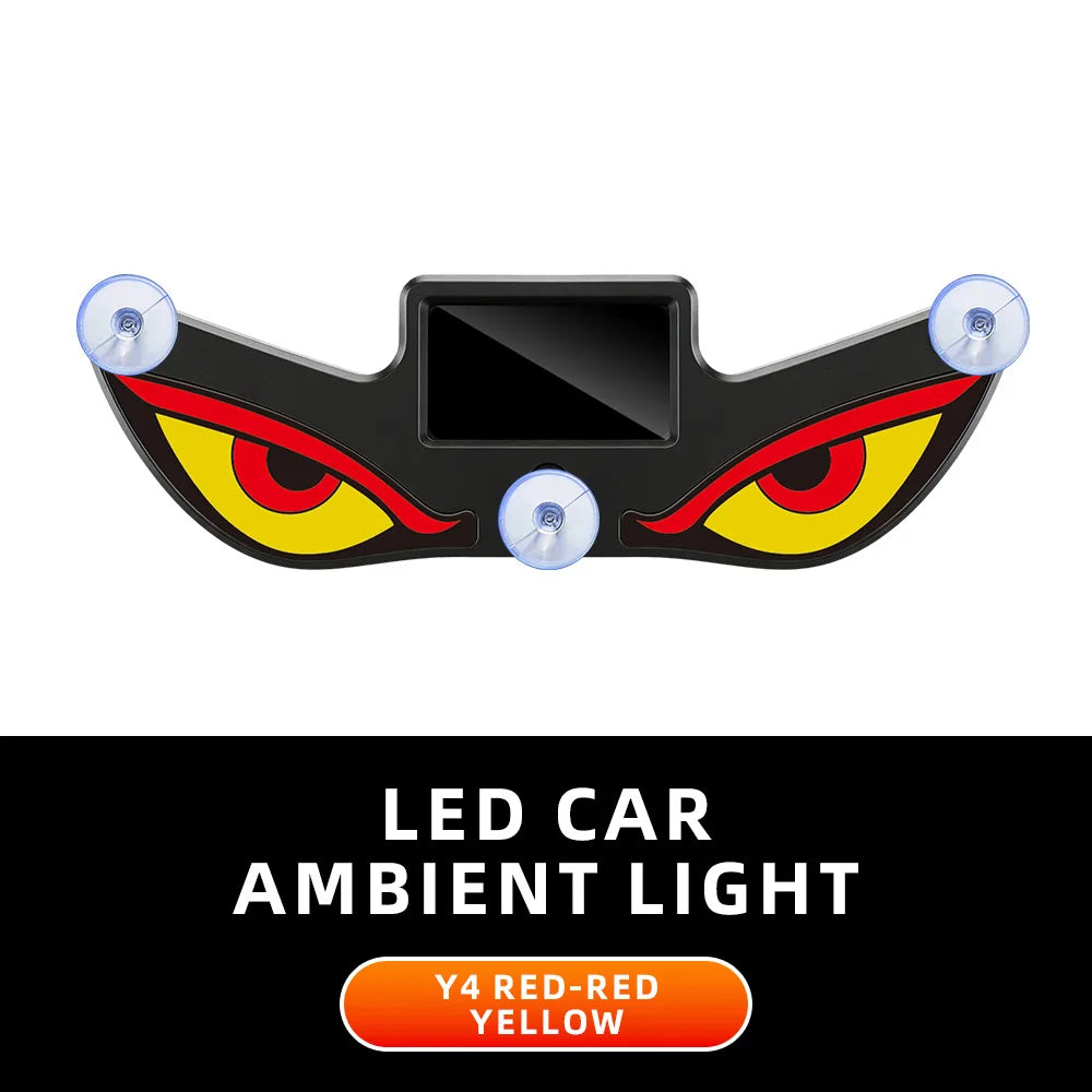 Solar Powered Car Neon Light Wireless Cool EYE Led Ambient Light Suction Cup USB Rechargeable