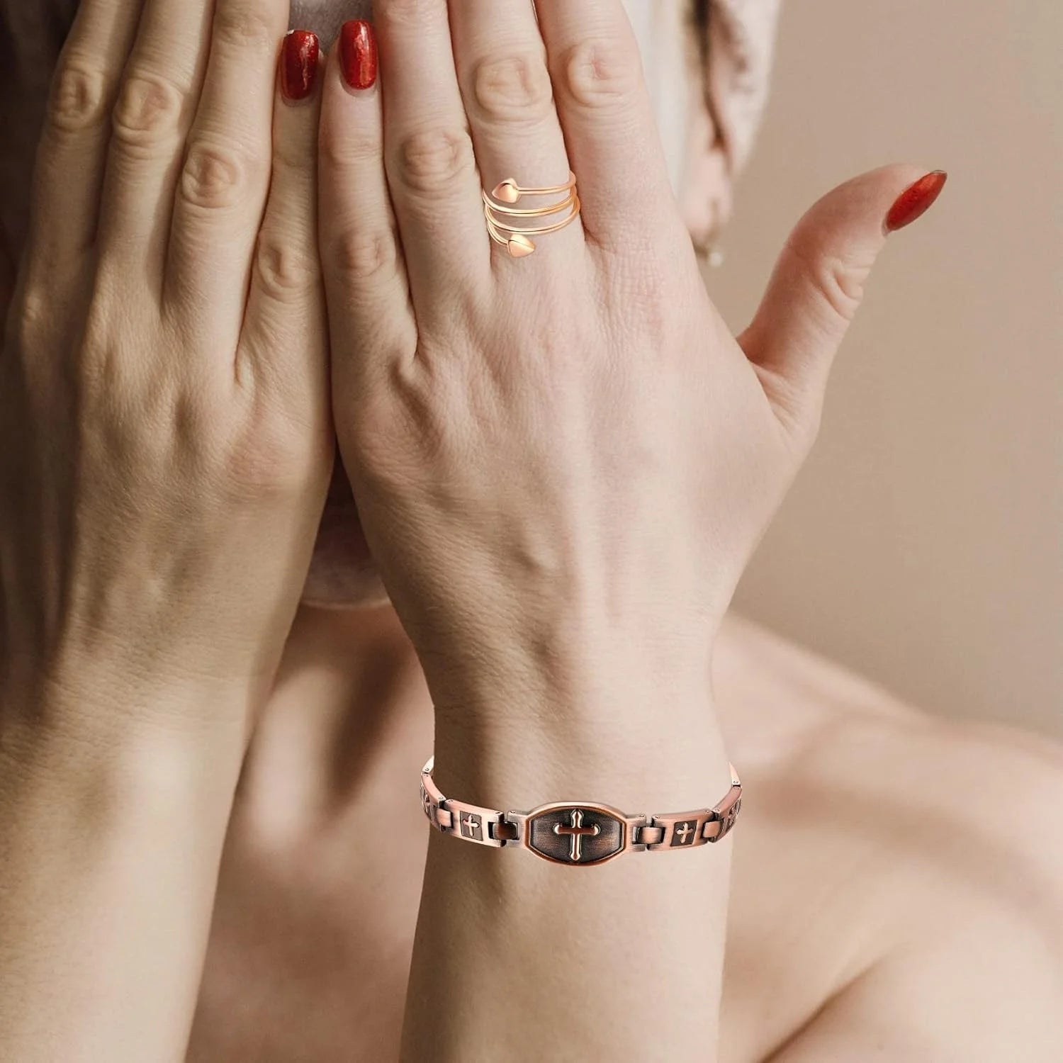 Copper Bracelets 99.99% Pure Copper Magnetic Bracelets with Effective Neodymium Magnets, Adjustable Jewelry with Sizing Tool